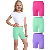 Somaibo 3 Pack Girls Bike Shorts Kids Cotton Cartwheel Athletic Gymnastics Shorts for Running Dance