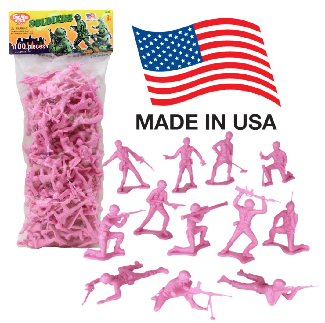 TimMee Plastic Army Men Pink 100pc Toy Soldier Figures Made in USA