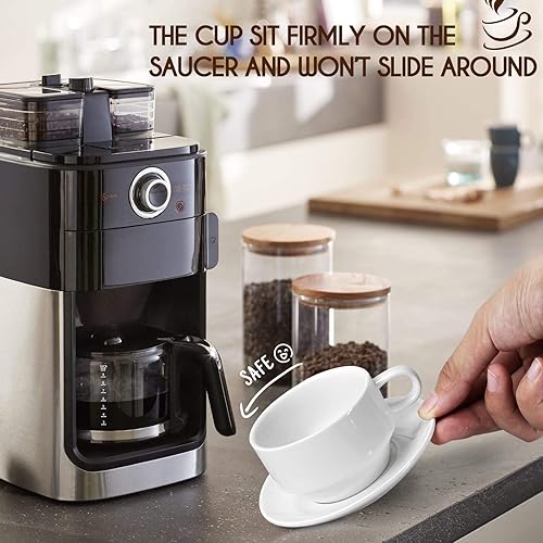 Sweejar Hoe Porcelain Espresso Cup & Saucer Set, Stackable Deitasse - View #6