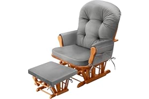 JZHLLA Glider Rocker Replacement Cushion Set with Storage Pockets Soft Flannel Fabric & High-Resilience Foam Non-Slip Back Ro