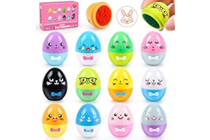 Palmatte 12PCS Easter Eggs Stampers Self-ink, Prefilled Easter Egg Fillers Easter Basket Stuffers for Toddlers Stamps Treats Toys Easter Egg Hunt Supplies, Cute Surprise Eggs Easter Party Favors Gifts