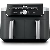 Ninja DualZone Air Fryer, 10 Qt, 6-in-1, Grey, DZ901 | Air fry, roast, bake, broil, reheat, dehydrate, 2x5 Qt zones, Smart Finish, Match Cook