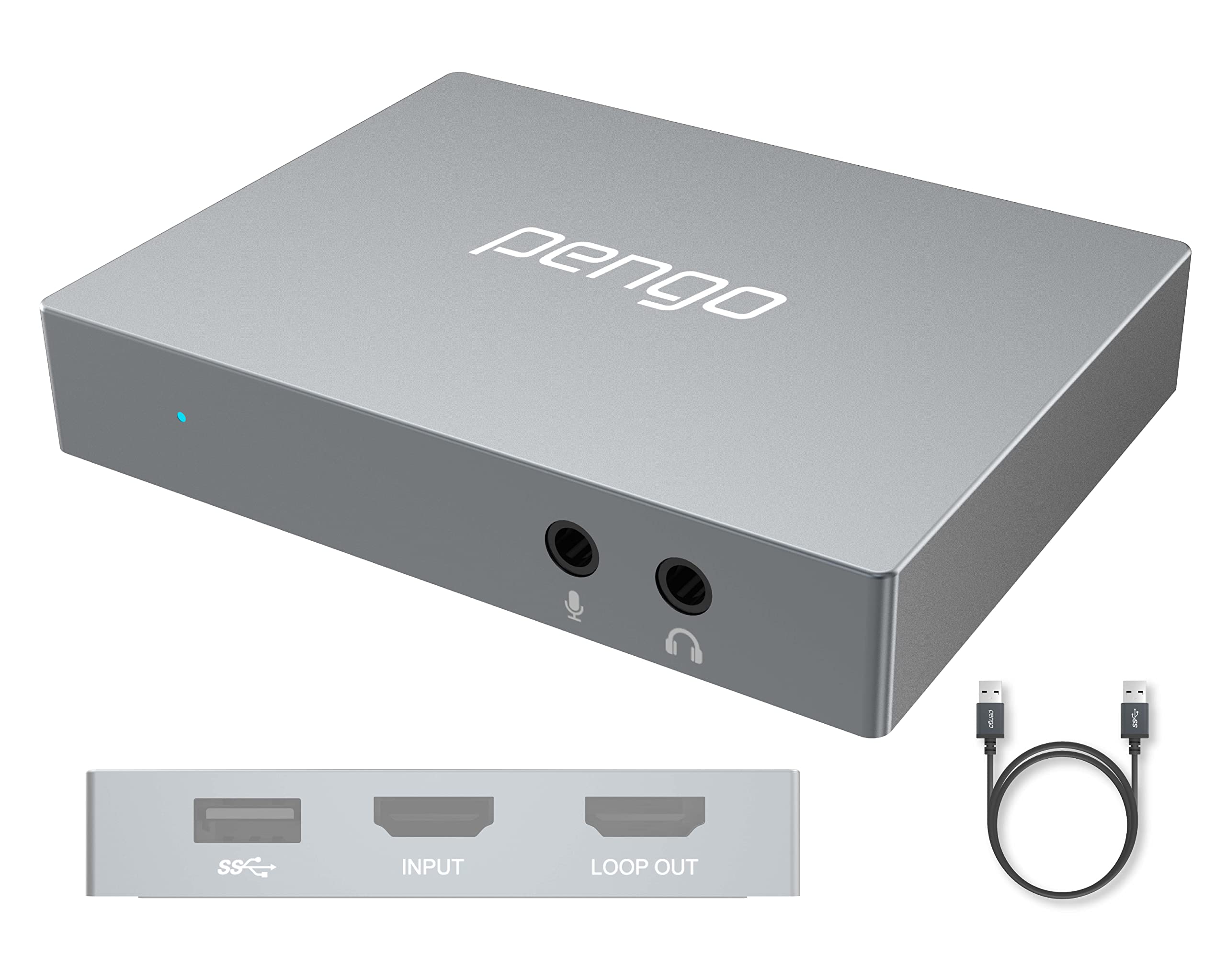 Pengo 4K Pass-Through HDMI Video Capture Card @ 1080p60fps, Game Capture Card for Xbox One Nintendo Switch PS5, Video Grabber, No Latency, UVC USB 3.0 for Win, MacOS No HDCP/No 1080i