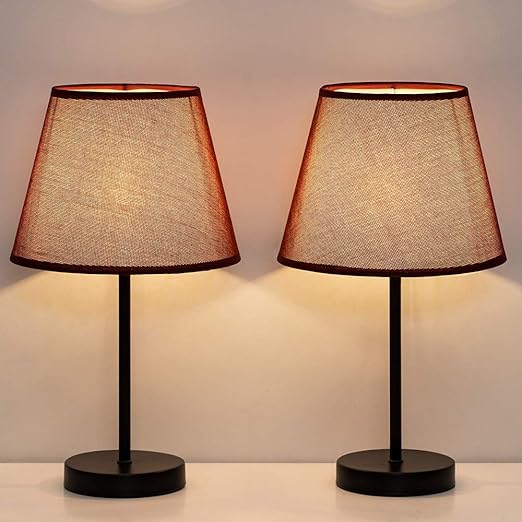 Bedside Table Lamps Small Nightstand Lamps Set of 2 with Red Wine