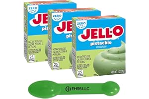 EH95 LLC (Pack of 3) Jello Pistachio Instant Reduce Calorie Pudding & Pie Filling Mix 1 oz - 2 in 1 Measuring Spoon Included