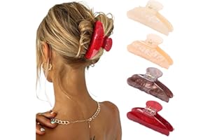 HAIMEIKANG 4Pcs Large Acrylic Hair Claw Clips - Strong Hold Thick Hair Banana Barrettes for Women Girls (Hair Clips, Banana