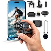 Body Camera 4K Mini, Wearable POV Action Cam with Audio &amp; Video Recording 64GB, IPX7 Waterproof, 6-Axis Stabilization, Hands-Free Thumb Cameras for Cycling, Vlogging, Travel &amp; Outdoor Activities