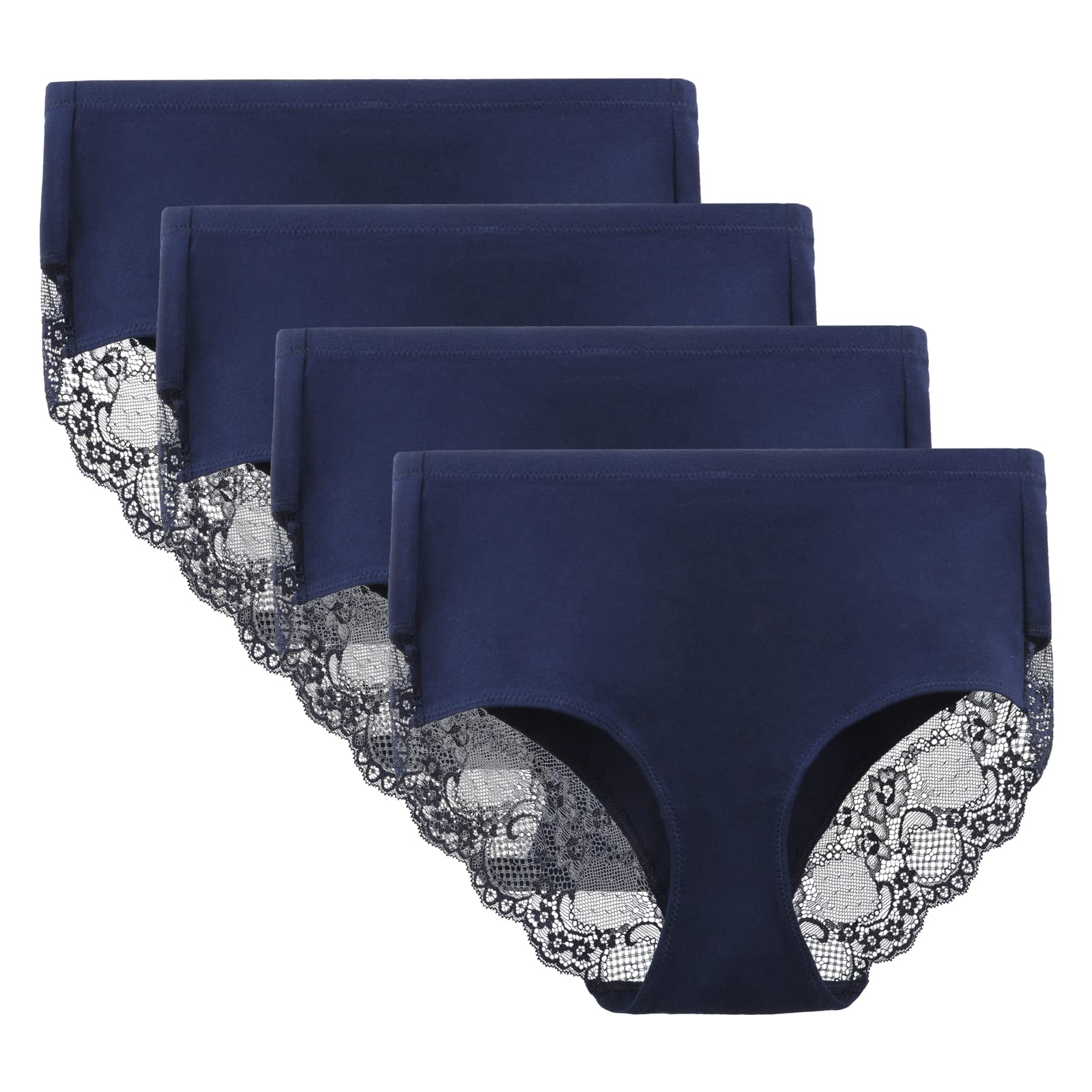 LIQQY Women's 4 Pack Combed Cotton Breathable High