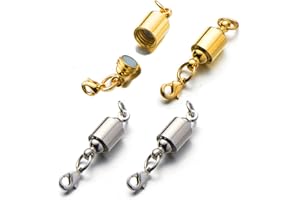 Zpsolution Magnetic Jewelry Clasps for Necklace Bracelet, Screw-in System Lobster Clasp, Silver/Gold 4pcs