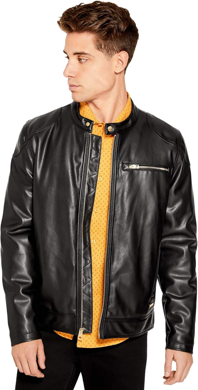 guess faux leather moto jacket