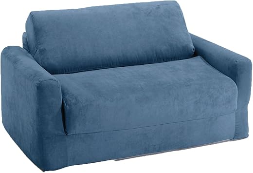 Amazon Com Fun Furnishings Sofa Sleeper Blue Micro Suede