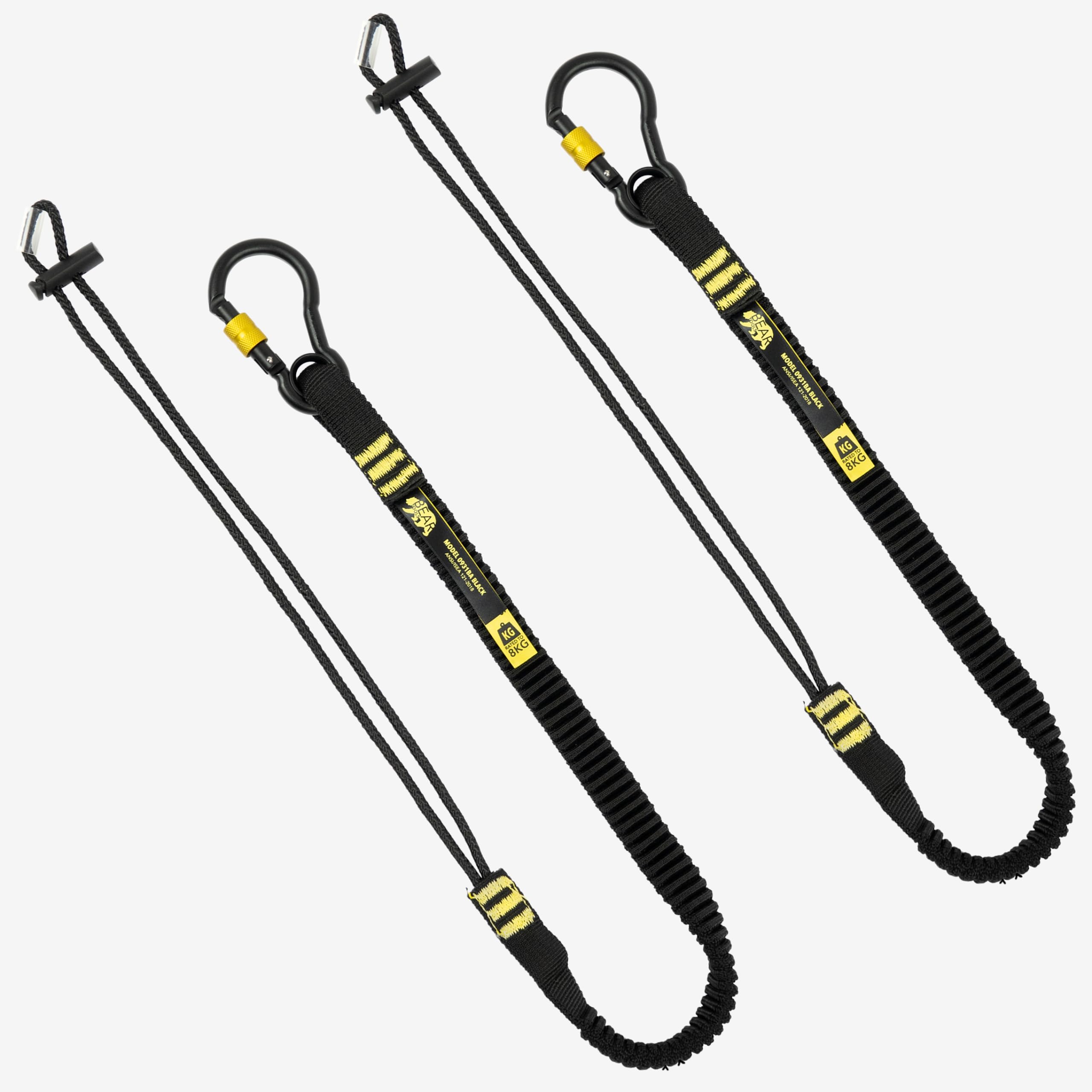 BearTOOLS ANSI-Approved Tool Lanyard with Spring Screw Lock Carabiner - 3Ft Heavy-Duty, Max load 17lbs - Shock Absorbing Lanyard - Adjustable Loop - Prevent Falling Objects, 2-pack