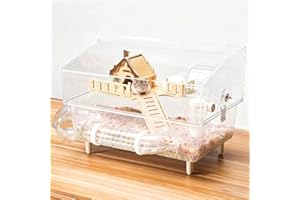 AIPAWZZ Hamster Cage 8 in 1 with All Accessories, Acrylic Hamster Cages with Full Transparent Viewing, Excellent Ventilation, Castle Habitat, Dwarf Hamster Cage Suitable for Gerbil, Mice, Other Small Animals
