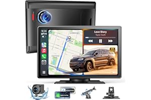 WONVON 9''HD Wireless Carplay Screen For Car 4K Dash Cam&1080P Backup Camera With Apple Carplay&Android Auto Voice Control GPS DVR Call Music Message Mirror Link Airplay/Android Cast Fit Pickup Truck SUV MPV