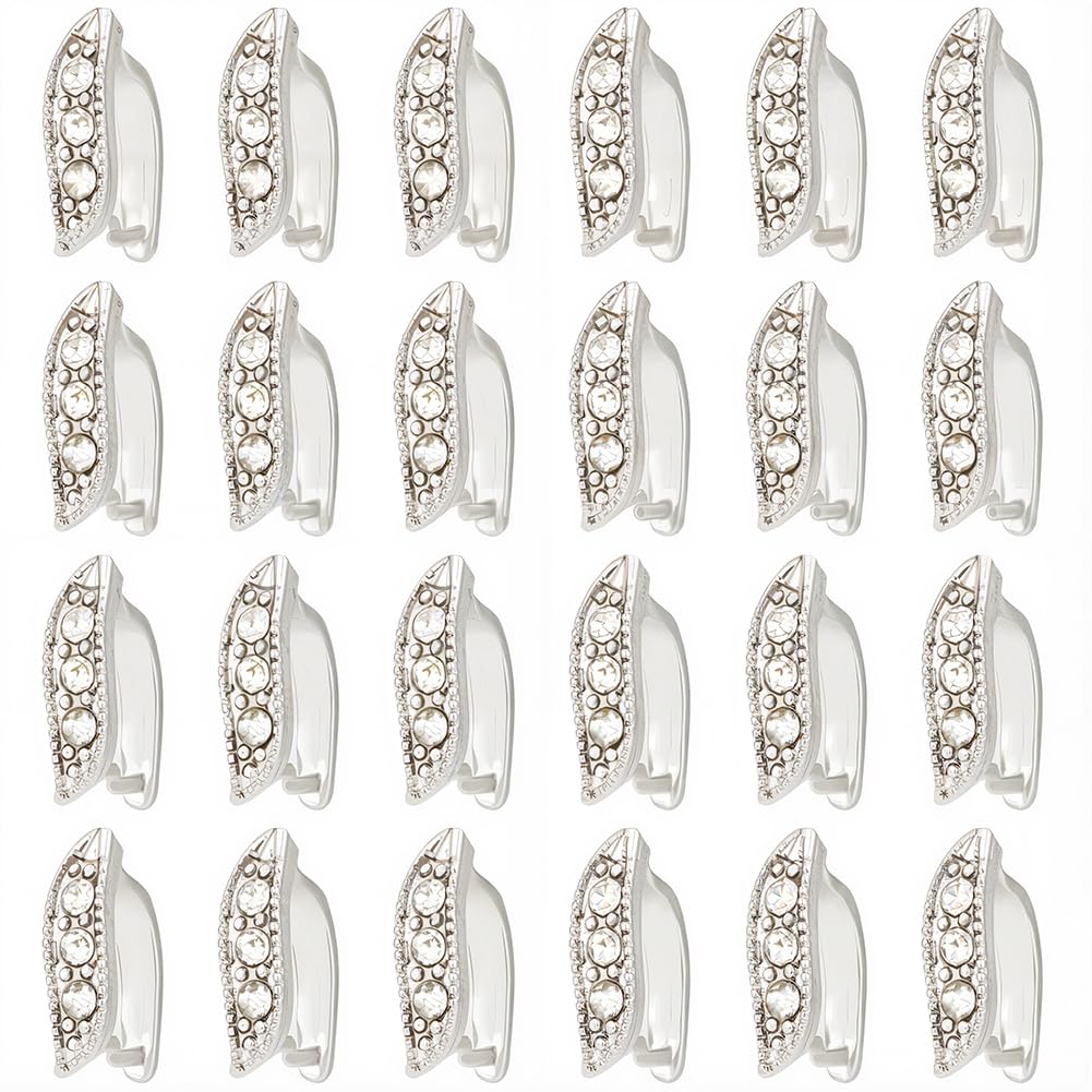 SUNNYCLUE 1 Box 40Pcs Pinch Bails Bulk Brass Pinch Clips Rhinestone Snap on Bails Pinch Hooks Leaf Shaped Ice Pick Pinch Clip Clasp Bail Pendant Connector Pinch Hook for Jewellery Clasps DIY Supplies