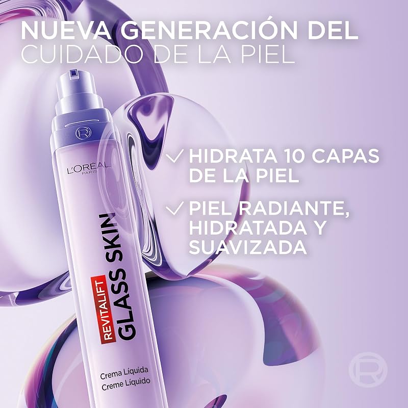 L'Oréal Paris Revitalift Filler Glass Skin Crema Hidratante Facial XL, 70ml