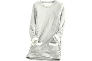maisdgop Fleece Sweatshirts for Women Sherpa Lined Crewneck Sport Sweatshirt Comfy Long Sleeve Pullover Winter Thicken Tops