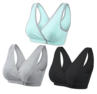 Srizgo Still BH Damen 2er/3er Pack Schlafen Schwangerschaft Still-BHS ohne Bügel Nahtlose Bio-Baumwolle Nacht Still-BH (Verpa