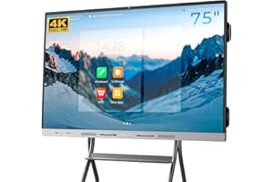 HKMLC Elite Vision 75 Inch Smart Board Built-in 4800MP Camera, Interactive Whiteboard with 4K UHD, Digital Electronic Whiteboard for Classroom, Home, and Business (Wall Mount Included)