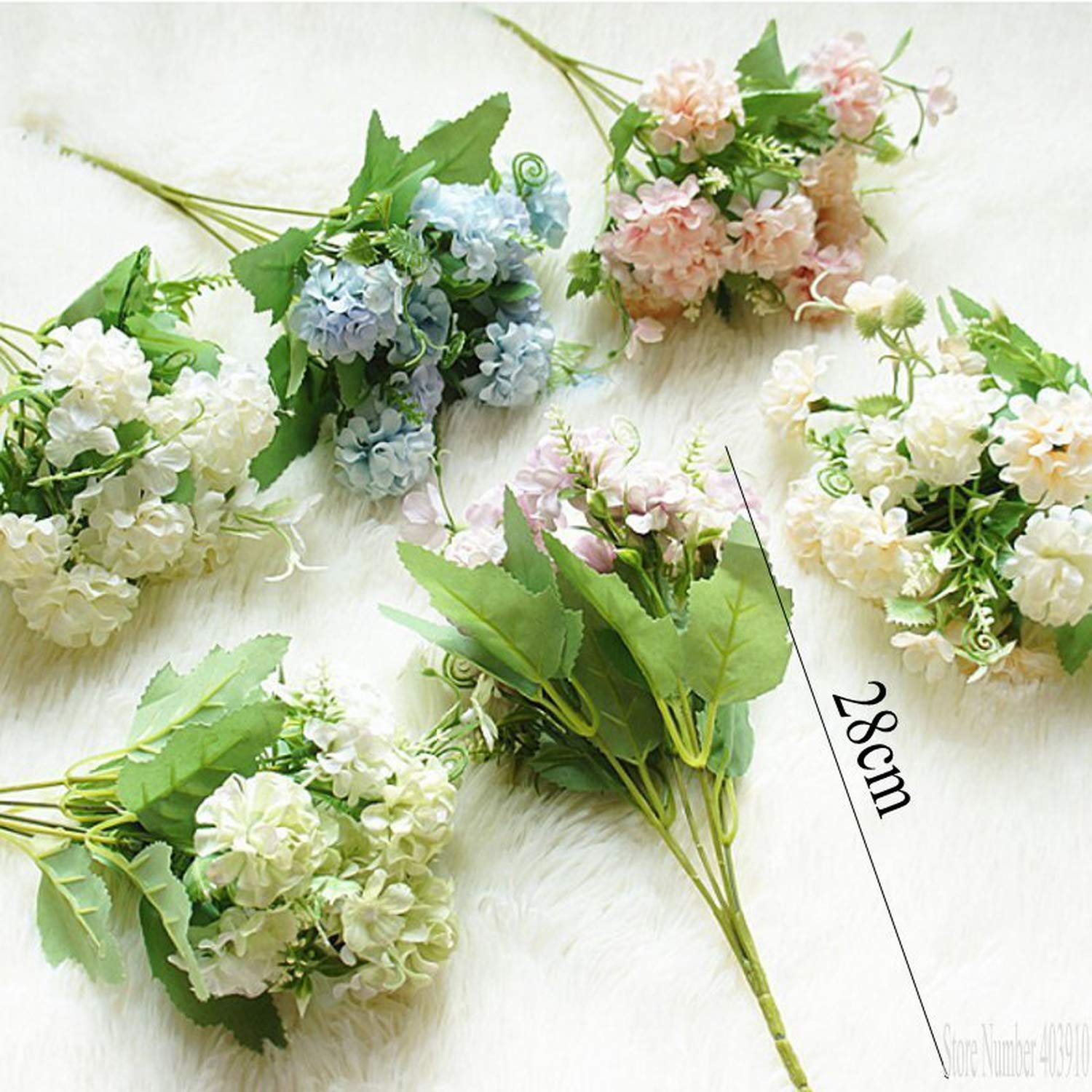 Elibone 9heads Hydrangea Ball Flowers Small Bunch Artificial