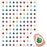JarThenaAMCS 2400 Pcs Christmas Mini Ornament Stickers Laser Xmas Ball Paper Decals Holographic Self-Adhesive Stickers for Teacher Rewards DIY Crafts Gift Wrapping, 0.5 in