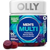 OLLY Men's Multivitamin Gummy, Supports Overall Wellness,* - 90 Count | Foundational Wellness Support, B Vitamins, Vitamin A, C &amp; E, Gluten Free, No Synthetic Colors or Flavors