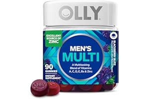 OLLY Men's Multivitamin Gummy, Vitamins A, C, D, E, B, Zinc, Blackberry Flavor, 45 Day Supply - 90 Count