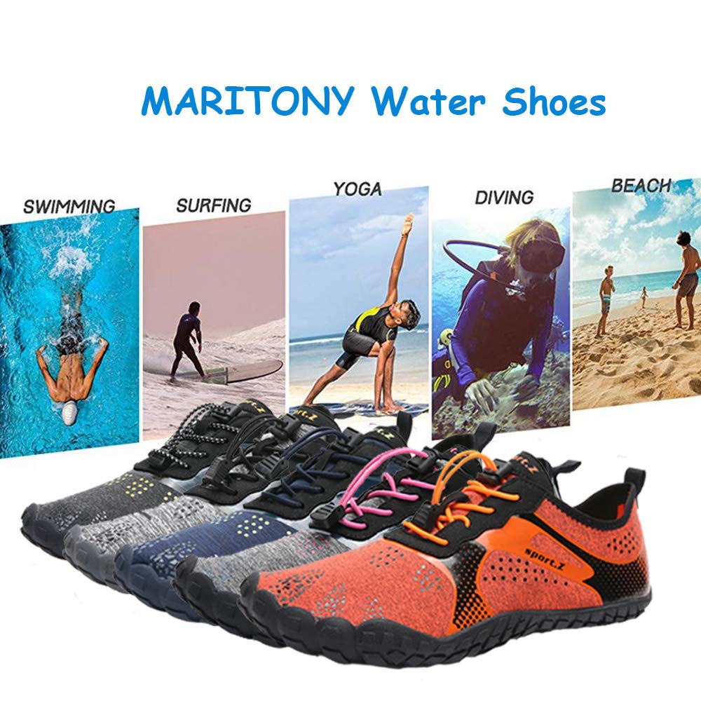 MARITONY Water Hiking Shoes for Men, Lightweight Quick Dry Barefoot Socks Water Aerobic Swim Shoes with Toes, Water Sneaker for Beach Diving Surf, 1901 OrangeRed 45