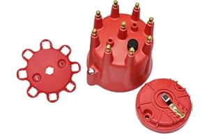 A-Team Performance - Universal 8-Cylinder Male Pro Series - Distributor Cap and Rotor Kit (Red)
