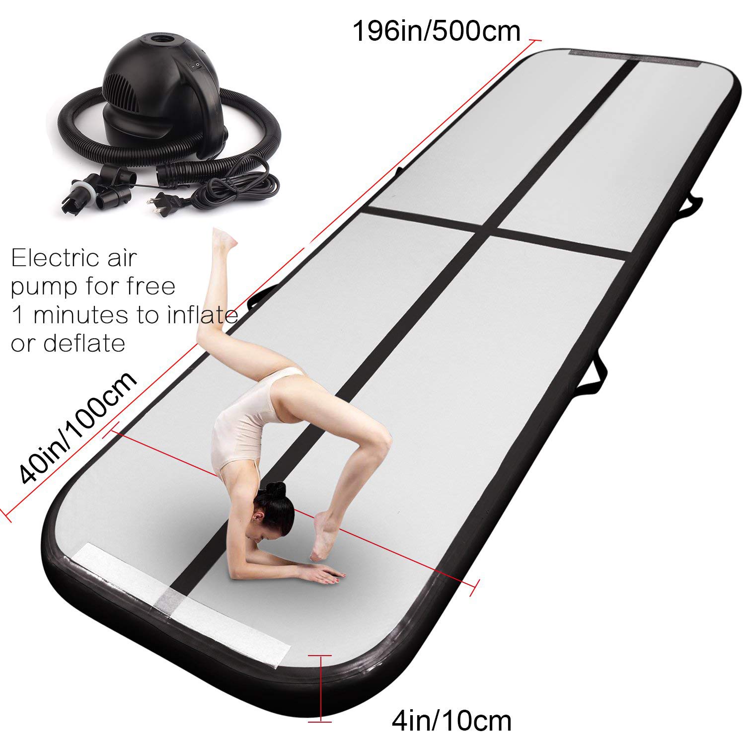 FBSPORT Airtrack Matte Länge 5 M Aufblasbar Gymnastik Tumbling Matte