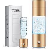 Hydrogen Water Bottle Generator,4500PPB SPE/PEM Technology -Smart Electrolysis Water Ionizer -320ML Portable Rich Hydrogen Water Machine for Health Gifts, 24-Hour Hydrogen Retention (Gold)