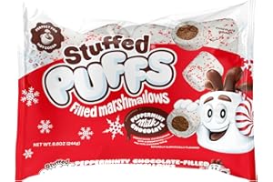 Stuffed Puffs - Peppermint Milk Chocolate, 3 Pack, Pepperminty Marshmallows with a Pepperminty Real Milk Chocolate Filling, Perfect for the holidays, 3 Bags (8.6 oz each)