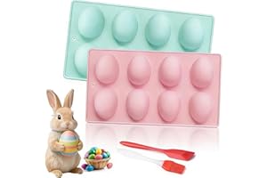 2-Pack Easter Egg Silicone Mold for Baking - 16 Cavity Egg Shaped Silicone Molds for Oven, Food Grade Silicone Egg Molds for 