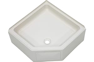 LIPPERT COMPONENTS Lippert Replacement 27" x 27" Parchment Corner Shower Pan with Center Drain for RVs, Travel Trailers, 5th Wheels, and Motorhomes - 298087