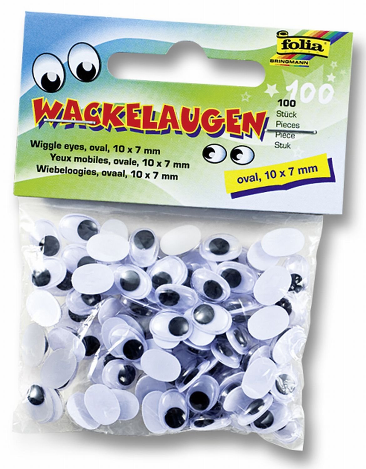 Folia 751007 Wiggle Eyes with Moving Pupils 10 x 7 mm Set of 100
