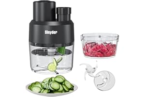 Food Processors,Samll Meat Grinder & Veggie Chopper with 2 Bowls, Electric Food Chopper with Bi-Level Blades for Meat, Vegeta