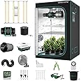 MARS HYDRO 4x4 Smart Grow Tent Kit Complete 480W FC-E4800 APP Control Light 2646Pcs LED 48"x48"x80" 1680D High Reflective Mylar Grow Tent with 6inch Ventilation Kit, Grow Tent Clip Fan