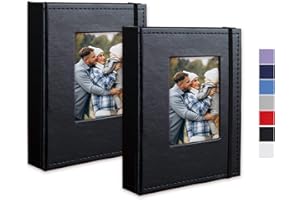 Cherrich Small Photo Album 4x6, Pack of 2 Leather Photo Book, Each Mini 26-Page Album Holds 52 Photos, Art Presentation Folder for Postcards & Picture Storage