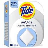 Tide evo Laundry Detergent Free &amp; Gentle Concentrated Laundry Travel Detergent and Instant Dissolve Fights Stains Better than Leading Detergent Sheet, 16 Count