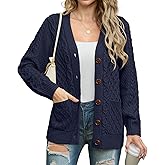GRECERELLE Women 2025 Fall Long Sleeve Cable Knit Sweater Button Open Front Cardigan Loose Outerwear Coat with Pockets