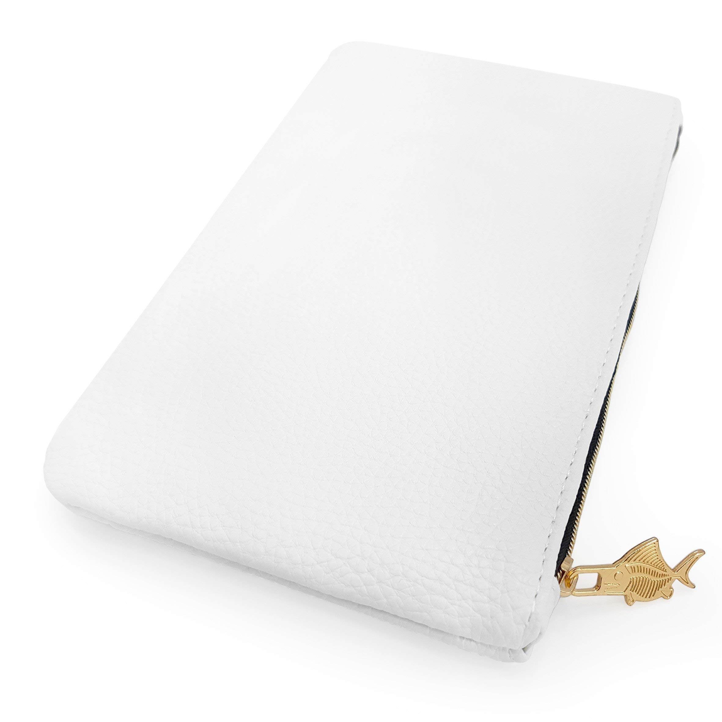 Fat Belly Fish Leather Look Pencil Case - Faux Leather Pencil Case White