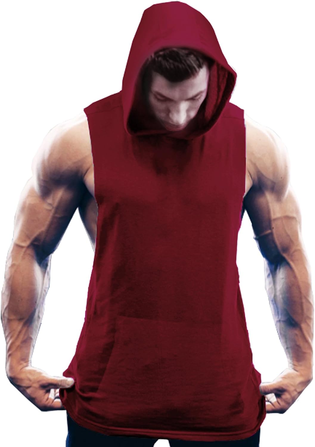 COOFANDY Men's Workout Hooded Tank Tops Bodybuilding Muscle Cut Off T Shirt Sleeveless Gym Hoodies