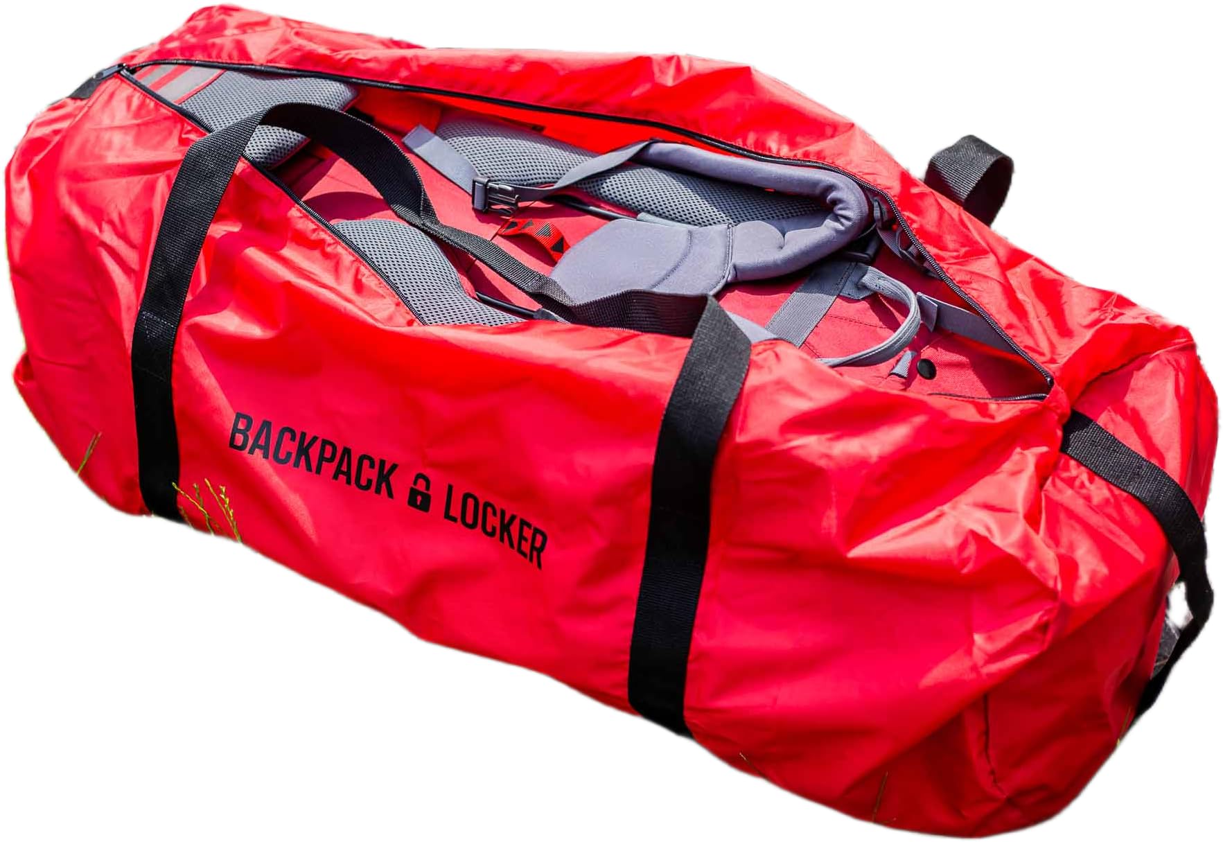 Backpack Locker - flight travel backpack/rucksack/bag transit cover - lockable (padlock included) duffel bag (Red, 45-55 Litres)