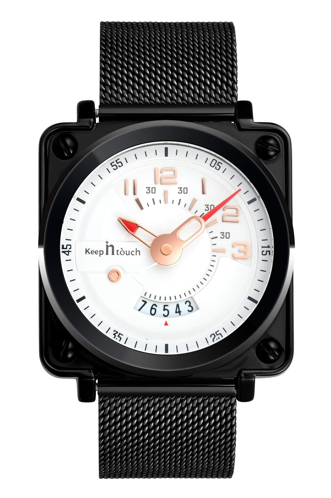 MicLee Men's Women's Wrist Watches, Quartz Watch, Square Couple Watch, Business Watch, Student Casual Watch, Alloy Watch with Calendar, Mineral Glass dial Window, Stainless Steel mesh Band