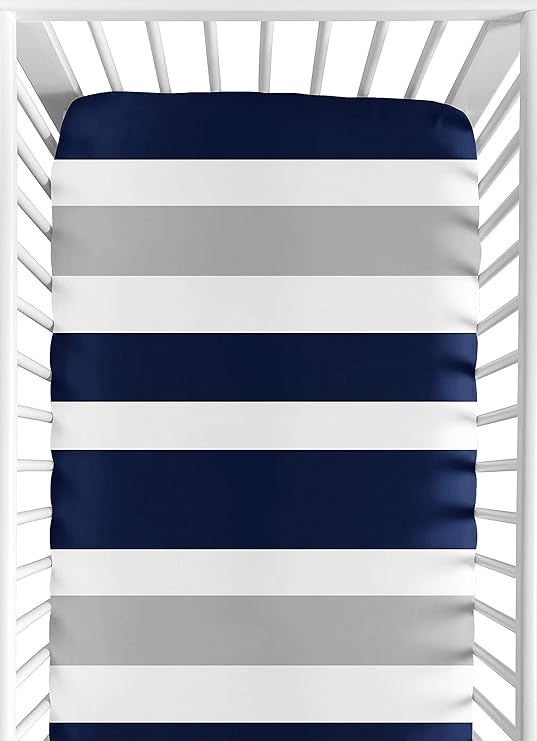 blue stripe crib sheet