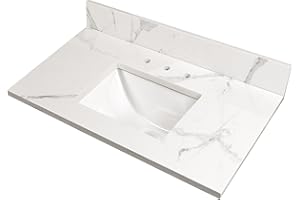 MSI Calacatta Nowy Vanity Top with Under Mount Rectangle Ceramic Sinks, Engineered Marble Stone, 4" CC Faucet Holes, 49"X22"