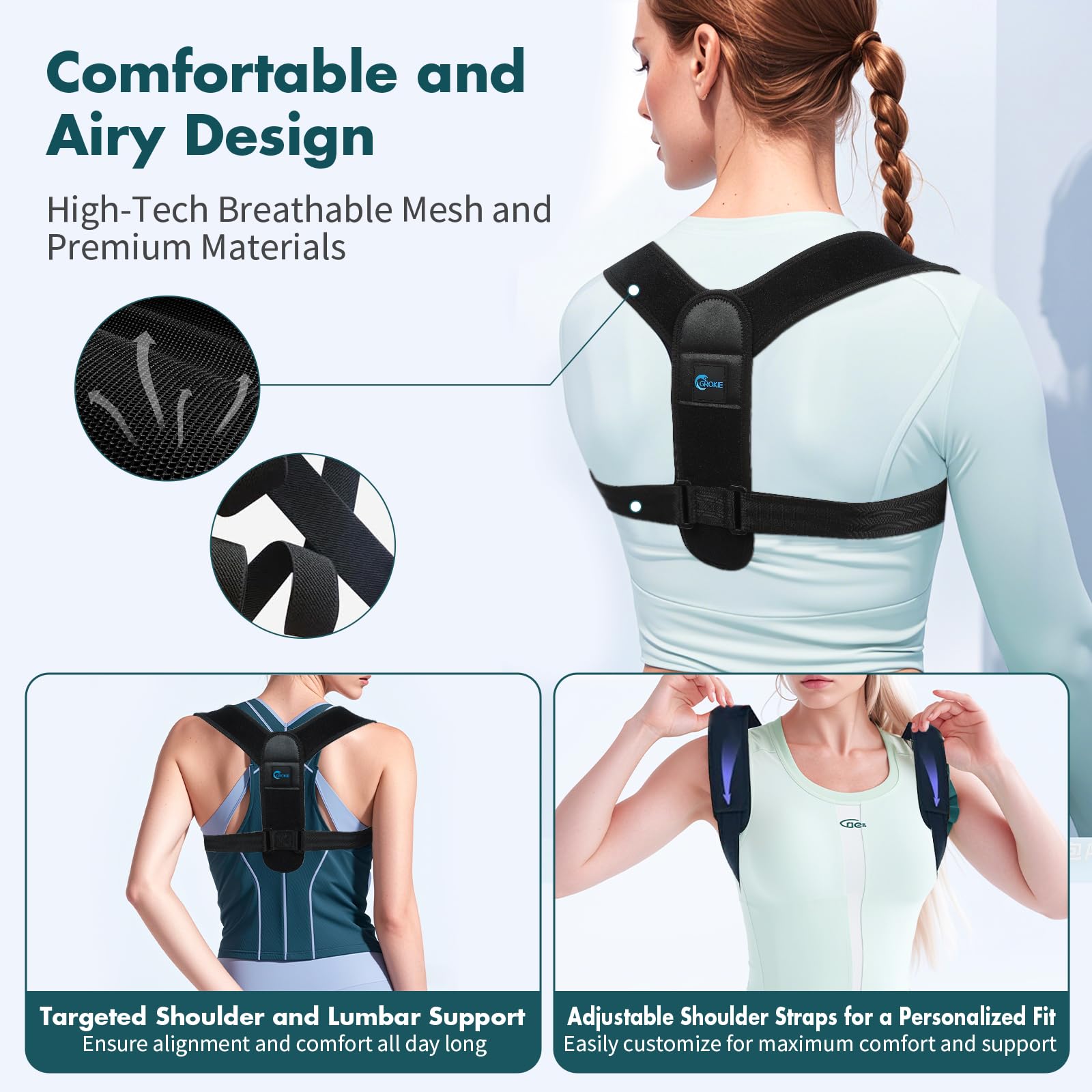 Posture Corrector for Women and Men – Adjustable Back Brace for Posture Support,Comfortable and Breathable Back Straightener for Pain Relief (Medium/Large) chest sizes from 27