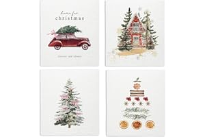 LARTSFRO Christmas Tree Gifts Winter Swedish Dishcloths for Kitchen, Christmas Tree Winter Holidays Swedish Dishcloths for Kitchen, Papaya Reusable Paper Towels, 4 Pack Dish Towels