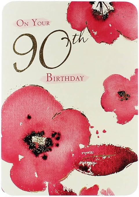 Or 90 Ans Carte Danniversaire Pour Femme Fleur Bouquet