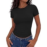 GAYHAY Shirts for Women - Slim Fit Short Sleeve Crop Top Crew Neck Casual Basic Tees Spring Summer Fashion Clothing 2026